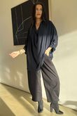 Suki Drape Cowl Blouse Navy /12=
